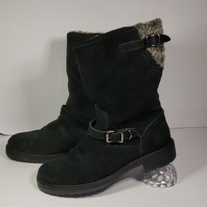 Cole Haan Black Winter Boots with Faux Fur